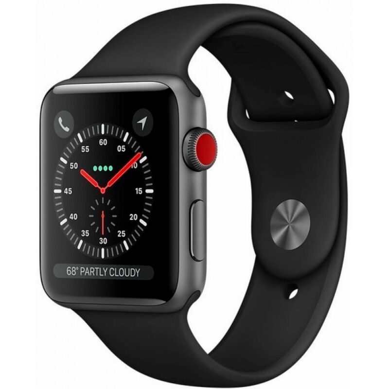Apple Watch Series 3 GPS + LTE MQJP2 38mm Space Gray Aluminum Case with Black Sport Band