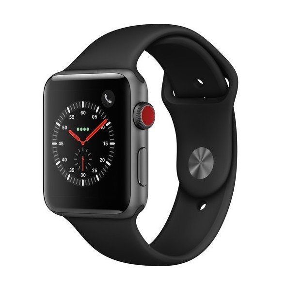 Apple Watch Series 3 GPS + LTE MQK22 42mm Space Gray Aluminum Case with Black Sport Band