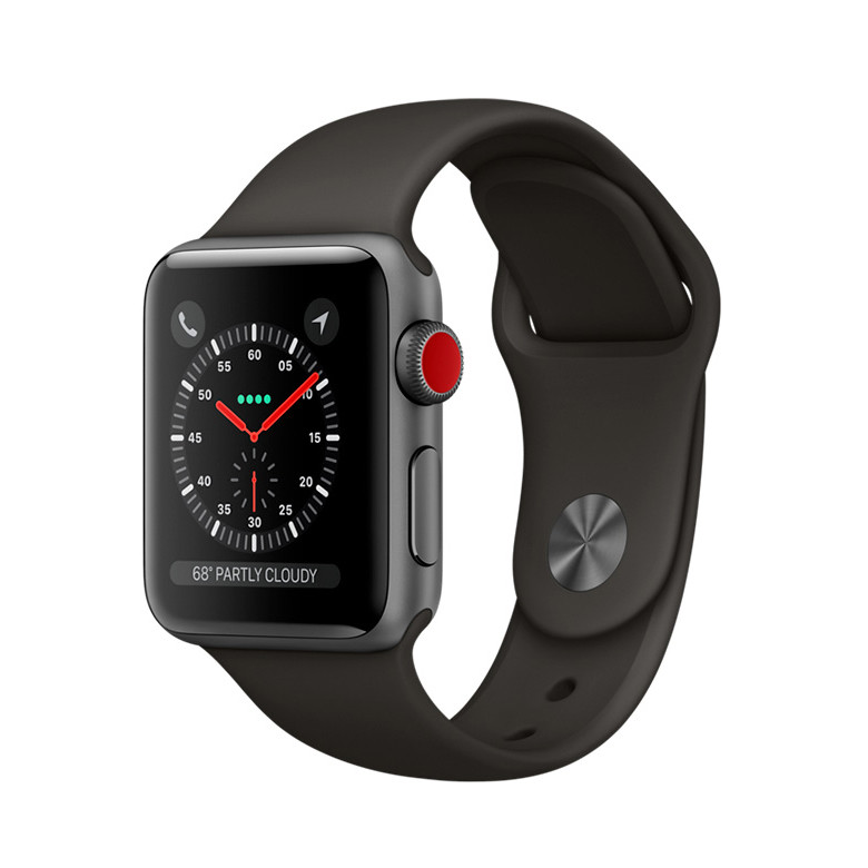 Apple Watch Series 3 GPS + LTE MR2W2 38mm Space Gray Aluminum Case with Gray Sport Band