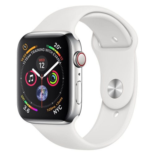 Apple Watch Series 4 GPS + LTE (MTV22/MTX02) 44mm Polished Stainless Steel with White Sport Band