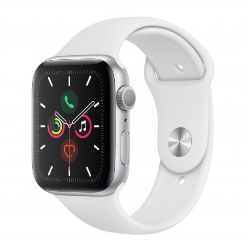 Apple Watch Series 5 44mm Silver Aluminum Case with White Sport Band MWVD2
