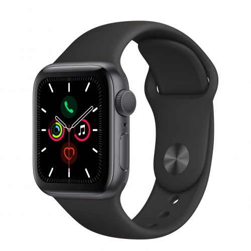 Apple Watch Series 5 44mm Space Gray Aluminum Case with Black Sport Band MWVF2