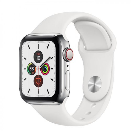 Apple Watch Series 5 40mm LTE Stainless Steel with White Sport Band MWX42 Apple Watch Series 5 40mm LTE Stainless Steel with White Sport Band MWX42