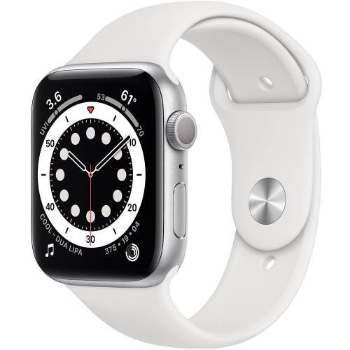 Apple Watch Series 6 GPS (M00D3) 44mm Silver Aluminium Case with White Sport Band