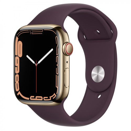 Apple Watch Series 7 GPS + LTE (MKHY3) 41mm Gold Stainless Steel with Dark Cherry Sport Band