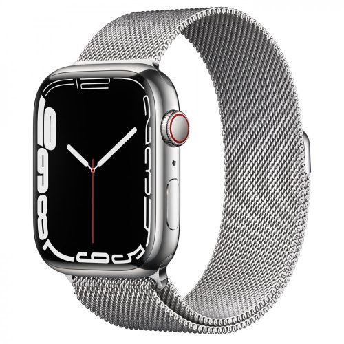 Apple Watch Series 7 GPS + LTE (MKJE3) 45mm Silver Stainless Steel Case with Silver Milanese Loop Apple Watch Series 7 GPS + LTE (MKJE3) 45mm Silver Stainless Steel Case with Silver Milanese Loop